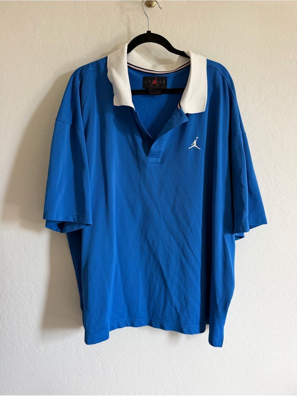 Jordan Men’s Jumpman Blue Polo with White Collar XXL Y2K